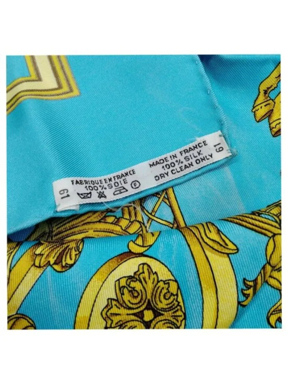 Authentic Hermès Les Tuileries Carré 90 Silk Scarf Blue Gold